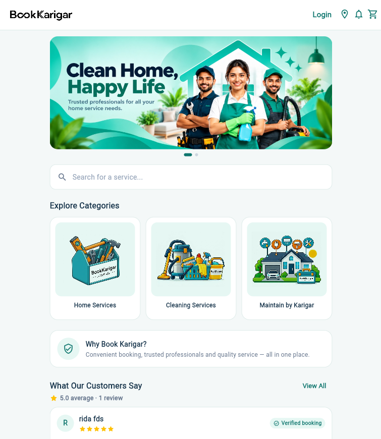 Book Karigar - Home Services Marketplace Platform
