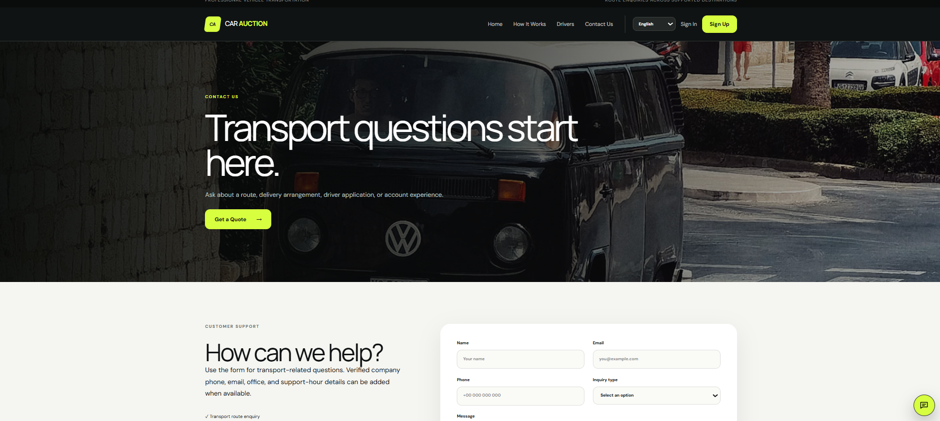 Car Auction — Professional Vehicle Transportation Platform